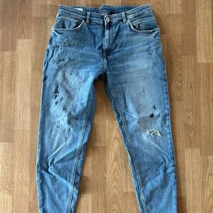 Zara Taper Distressed Paint Jeans (Painter's Blue)